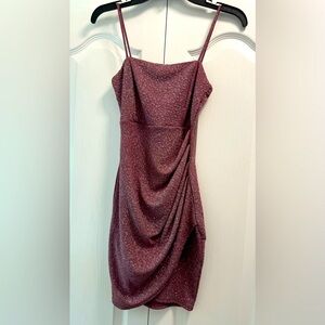 Windsor Glitzy Moves Wrap-Front Glitter Knit Mini Dress